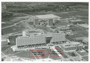 Photo of Vari Hall site before it was built