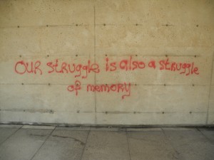 Graffiti on the walls of the Ross Building. Photo courtesy the author.